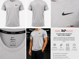 Nike gris Playera Nike Pro Dri-FIT Gris Claro Hombre | Ligera y Transpirable