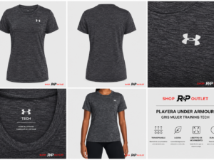 UA gris Playera Under Armour Mujer Gris Training Tech