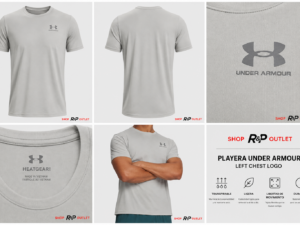UA gris Playera Deportiva Under Armour Gris Claro Hombre | Left Chest Logo