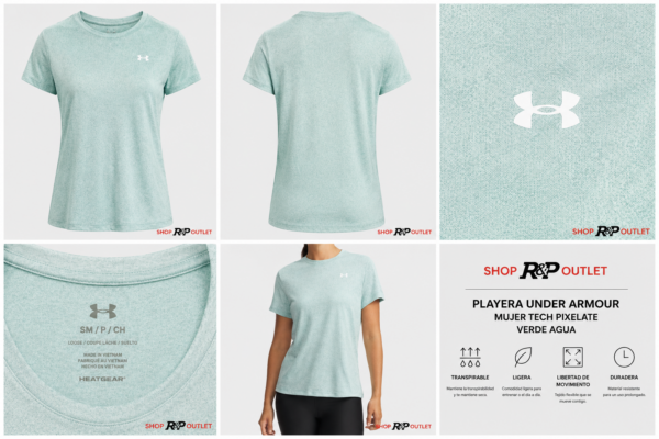 UA verde Playera Deportiva Under Armour Verde Agua Mujer | Tech Pixelate