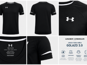 UA negra Jersey Deportivo Under Armour Negro Hombre | Golazo 3.0