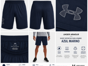 UA short azul Short Deportivo Under Armour Azul Marino Hombre | Entrenamiento Ligero