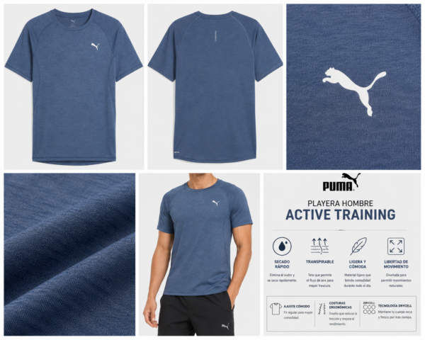 Puma azul Playera Deportiva Puma Correr Azul Hombre | VELOCITY