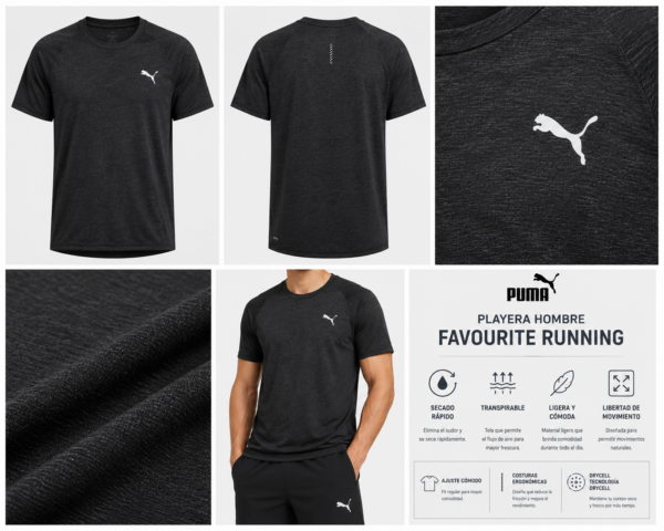 ChatGPT Image 28 may 2026, 11_23_50 p.m. Playera Deportiva Puma Negra Hombre | Favourite Running DryCELL