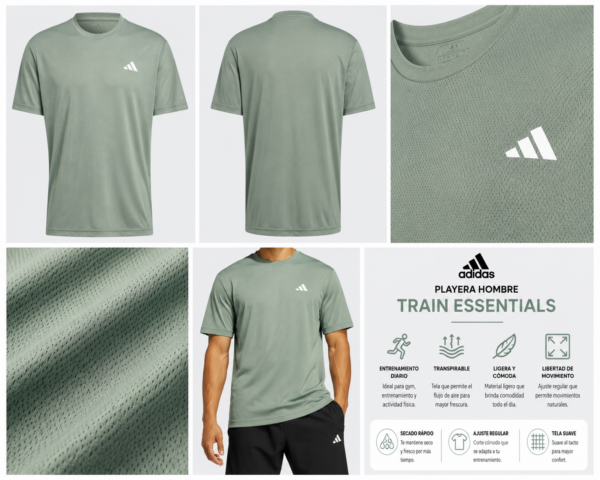 Adidas verde Playera Deportiva adidas Hombre | Train Essentials Verde Sage