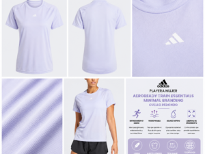 adidas lila Playera adidas Aeroready Train Essentials Minimal Branding Mujer Lila