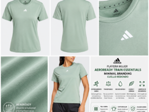 ChatGPT Image 29 may 2026, 11_23_27 p.m. Playera adidas Mujer Aeroready Train Essentials Minimal Branding Verde Menta