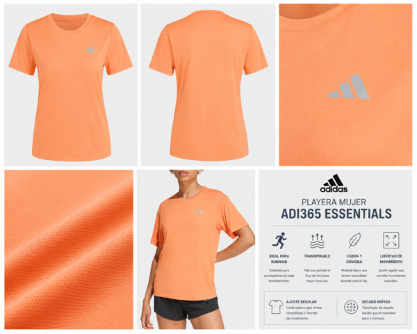 Adidas coral Playera Deportiva adidas Mujer | adi365 Essentials Running Coral