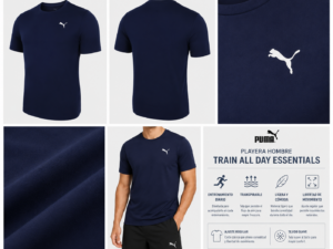 Puma azul Playera Deportiva Puma Azul Marino Hombre | Train All Day Essentials
