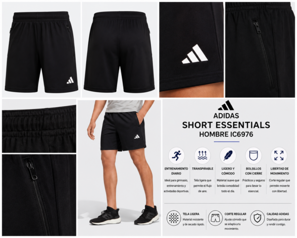 short adidas negro Short Deportivo adidas Essentials Hombre Negro