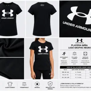 Playera Under Armour Logo Negro para Mujer | Original Deportiva y Casual