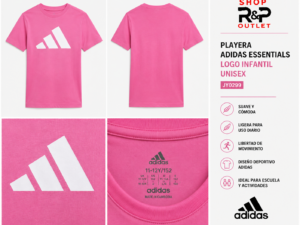 ChatGPT Image 31 may 2026, 07_13_52 p.m. Playera adidas Essentials Logo Infantil Unisex Rosa