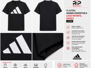 Playera adidas Essentials Logo Infantil Unisex Negra | Cómoda y Versátil para Niños y Niñas