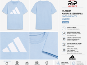 adidas azul Playera adidas Essentials Infantil Unisex Azul Claro | Cómoda y Ligera para Uso Diario