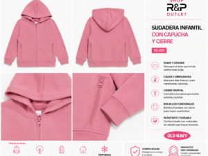 old rosa Sudadera Old Navy Infantil Rosa con Capucha y Cierre Completo | Suave y Cómoda