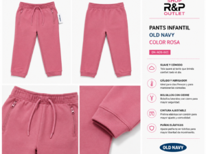 old rosa Pants Old Navy Infantil Rosa | Jogger con Bolsillos de Cierre y Cintura Ajustable