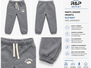 old gris Pants Jogger Infantil Old Navy Gris Jaspeado con Cordón Ajustable