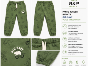 old navu verde Pants Jogger Infantil Old Navy Verde Dinosaurios con Cordón Ajustable