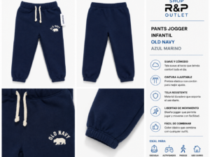 old navy azul Pants Jogger Infantil Old Navy Azul Marino con Cordón Ajustable