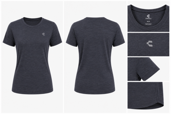 Charly gris Playera Deportiva Charly Mujer Negra para Entrenamiento | Ligera y Cómoda